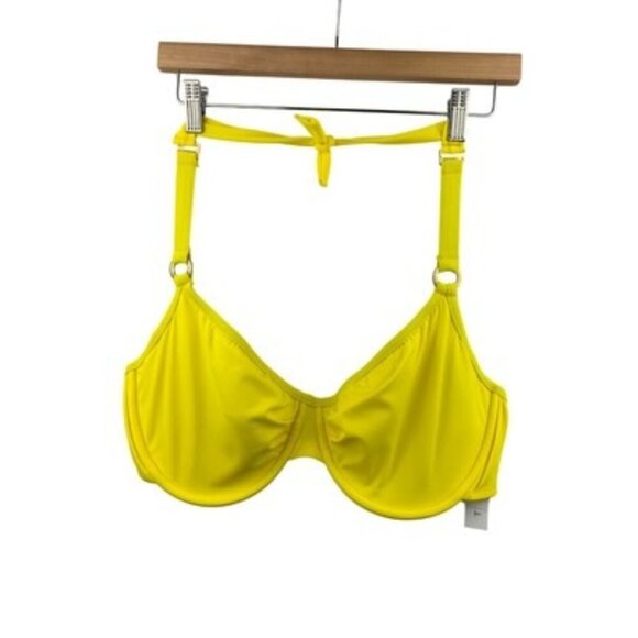 Tara Grinna Underwire Halter Bra 38DD Yellow Adjustable Straps - Picture 1 of 8